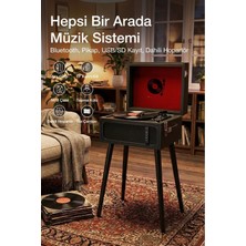 Neffo Retro Bluetooth Pikap Speaker Metal Kapaklı Tasarım | 3 Hızlı Plak Çalar