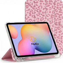 Fibaks Galaxy Tab S9 FE/S10 FE/S10 Lite Kılıf Kalem Bölmeli Yatay ve Dikey Standlı Smart Uyku Modlu Leopar