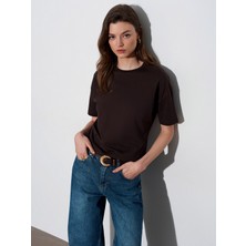 Dilvin 3683 Basic T-Shirt-K.kahve