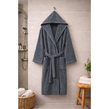 MySoft Home  Kadife Kapüşonlu Bornoz %100 Pamuk