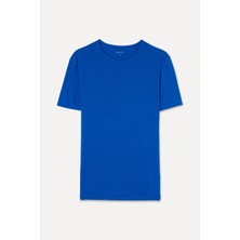 Mudo Erkek Mavi Bisiklet Yaka T-Shirt