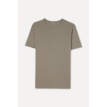 Mudo Erkek Vizon Rengi Bisiklet Yaka T-Shirt