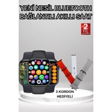 Kont Akıllı Saat Arama Görüşme Bildirim Görme Uyku ve Sağlık Takibi Nabız Ölçer 3 Kordon Hediyeli