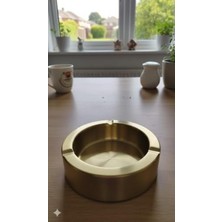 Cekar Store Paslanmaz Çelik Gold Küllük 12 cm Çapında 5 cm Derinlik Kırılma Riski Yok Hijyen Modern Derin Hazneli Küllük
