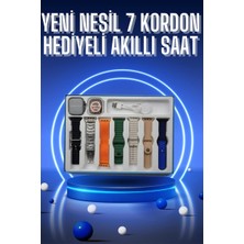 Kont Akıllı Saat 7 Kordon Hediyeli Takvim Alarm Nabız Ölçer Bildirim Görme Sesli Görüşme
