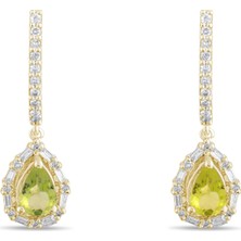 Lial Diamond 2.35 Karat Pırlanta Peridot Küpe ,doğal Pırlanta, Sertifikalı Mücevher