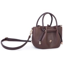 Nas Bag Kadın Mini Büzgülü Şık Çapraz Çanta Kahverengi