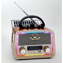 Everton RT-301 M Solar Güneş Enerji LED Fenerli Ahşap Nostalji Bluetooth Usb-Sd-Radyo-Mp3 Çalar Müzik Kutusu