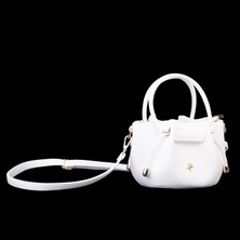 Nas Bag Kadın Mini Büzgülü Şık Çapraz Çanta  Beyaz