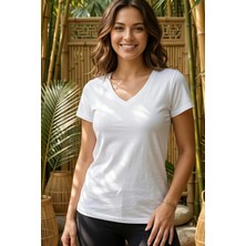 Thiff Gymwear Kadın Kısa Kollu V Yaka Basic Tişört (T-Shirt)