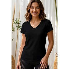 Thiff Gymwear Kadın Kısa Kollu V Yaka Basic Tişört (T-Shirt)