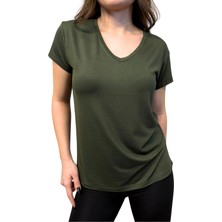 Thiff Gymwear Kadın Kısa Kollu V Yaka Basic Tişört (T-Shirt)
