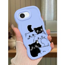 Ucuc iPhone 16E/17E Uyumlu Mavi Silikon Kılıf Kamera Korumalı Darbe Emici Tasarım Şık Baskı Kılıf