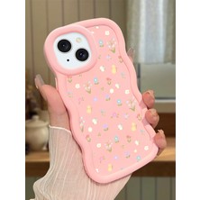 Ucuc iPhone 14 Plus Uyumlu Pembe Silikon Kılıf Kamera Korumalı Darbe Emici Tasarım Şık Baskı Kılıf