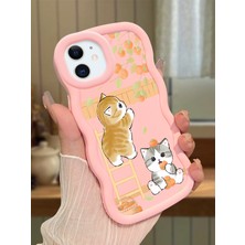 Ucuc iPhone 12/12 Pro Uyumlu Pembe Silikon Kılıf Kamera Korumalı Darbe Emici Tasarım Şık Baskı Kılıf