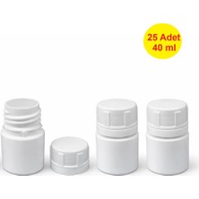 Demet Home 25 Adet 40 ml Kırılır Kapak Numune-ilaç-Tarım-Ecza-Tablet-Hap-Kapsül Şişesi Plastik 40 cc Kutu Şişe