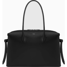 Yuzefi Large Brioche Duffle Siyah %100 Deri, El Işçiliği Lüks Italyan Tasarım Omuz ve Seyahat Çantası