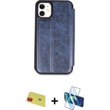 Marsilyan™- iPhone 11 Kılıf Zirve Yansıma Serisi - Siyah 3D Antistatik Seramik Nano Ekran Koruyucu + Kırmızı Rainbow Kamera Lens Koruma Cam