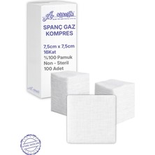 Alban Ağaoğlu Spanc Gazlı Bez 7,5x7,5cm 16 Katlı 100 Adet - Yüksek Emici, Yapışmayan, Nefes Alabilir %100 Pamuk Yara Pansuman Pedi (Gaz Kompres)