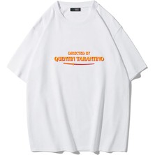 Brz Collection Unisex Oversize Quentin Tarantino T-Shirt (Beyaz)