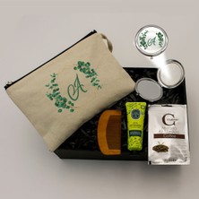 As Gift Kişiye Özel Kanvas Makyaj Çantası & Ayna & Tarak & El Kremi & Kil Maskesi