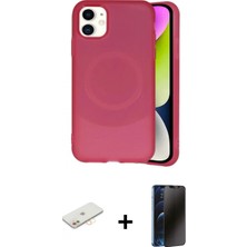 Marsilyan™- iPhone 11 Kılıf Ufuk Serisi - Siyah 3D Antistatik Hayalet Cam Ekran Koruyucu + Sarı Renkli Kamera Lens Koruma Cam