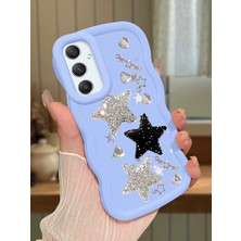 Ucuc Samsung Galaxy A34 Uyumlu Mavi Silikon Kılıf Kamera Korumalı Darbe Emici Tasarım Şık Baskı Kılıf