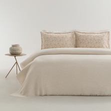 Yataş Cora Ekru Pamuklu Çift Kişilik Pike Takımı 200x220 cm Lastikli Çarşaf ve Yastık Kılıfı