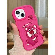 Ucuc iPhone 13/14 Uyumlu Fuşya Silikon Kılıf Kamera Korumalı Darbe Emici Tasarım Şık Baskı Kılıf