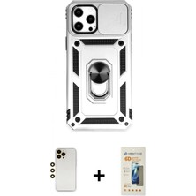 Marsilyan™- iPhone 12 Pro Max Kılıf Ahenk Klasik - Siyah 6d Mat Seramik Hayalet Nano Ekran Koruyucu + Gold Shine Kamera Lens