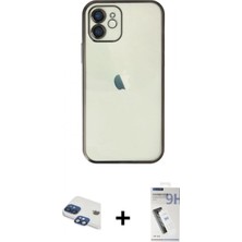 Marsilyan™- iPhone 11 Kılıf Vadi Minimal - Şeffaf Uv Polymer Nano Ekran Koruyucu + Lacivert Pers Alüminyum Kamera Lens