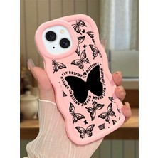 HONTINGA iPhone 14 Plus Uyumlu Kılıfı Düşüme Önleyici Basitlik Anti Düşme Darbeye Dayanıklı Basit Pembe Yumuşak Silikon Telefon Kılıfı Kelebek Desen K9-0080
