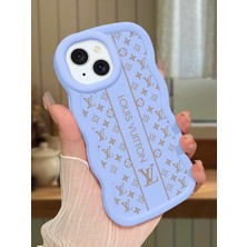 Ucuc iPhone 13/14 Uyumlu Mavi Silikon Kılıf Kamera Korumalı Darbe Emici Tasarım Şık Baskı Kılıf