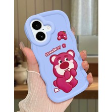 Ucuc iPhone 16 Uyumlu Mavi Silikon Kılıf Kamera Korumalı Darbe Emici Tasarım Şık Baskı Kılıf