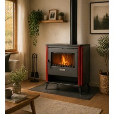 Dorello Mat Siyah  Kuzine Soba – Camlı Şömine Tipi