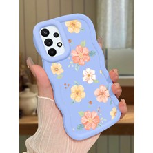 HONTINGA Samsung Galaxy A73 Uyumlu Kılıfı Düşüme Önleyici Basitlik Anti Düşme Darbeye Dayanıklı Basit Mavi Yumuşak Silikon Telefon Kılıfı Çiçek Desen K9-0083