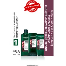 Yves Rocher Onarıcı Bitkisel Keratin Prebiyotik Orijinal Boy Bakım Seti -Şampuan 300 ml & Saç Kremi 200 ml & Maske 200 ml