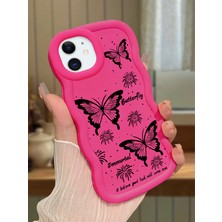 Ucuc iPhone 12/12 Pro Uyumlu Fuşya Silikon Kılıf Kamera Korumalı Darbe Emici Tasarım Şık Baskı Kılıf