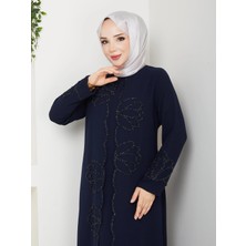 Eslemnur Lotus Çiçek Taşlı Büyük Beden Anne Elbisesi