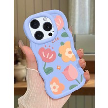 Ucuc iPhone 12/12 Pro Uyumlu Mavi Silikon Kılıf Kamera Korumalı Darbe Emici Tasarım Şık Baskı Kılıf