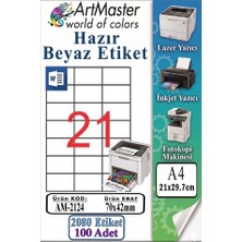 ArtMaster A4 Hazır Beyaz Etiket 70X42MM 100 Sayfa 1 Paket 21 Li Kendinden Yapışkanlı Fotokopi Lazer Inkjet Kağıdı Yazıcılar Için