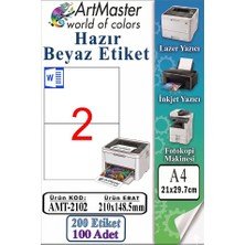 ArtMaster A4 Hazır Beyaz Etiket 210X148.5MM 100 Sayfa 1 Paket 2 Li Kendinden Yapışkanlı Fotokopi Lazer Inkjet Kağıdı Yazıcılar