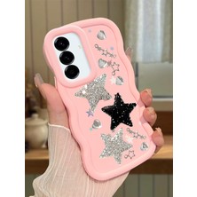 Ucuc Samsung Galaxy A36/A56 Uyumlu Pembe Silikon Kılıf Kamera Korumalı Darbe Emici Tasarım Şık Baskı Kılıf