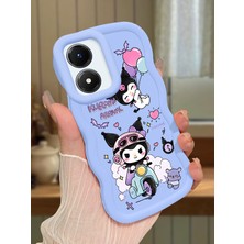 HONTINGA Vivo Y02S Uyumlu Kılıfı Düşüme Önleyici Basitlik Anti Düşme Darbeye Dayanıklı Basit Mavi Yumuşak Silikon Telefon Kılıfı Kuromi Desen K9-0082