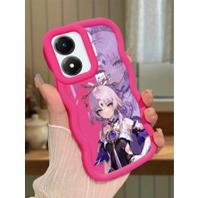 HONTINGA Vivo Y02S Uyumlu Kılıfı Düşüme Önleyici Basitlik Anti Düşme Darbeye Dayanıklı Basit Kırmızı Yumuşak Silikon Telefon Kılıfı Karikatür Desen K9-0081