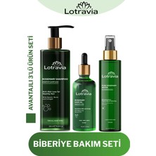 Lotravia 3’lü Biberiye Bakım Seti - Besleyici Onarıcı Etkili Biberiye Yağı, Şampuan ve Tonik