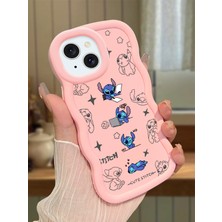 Ucuc iPhone 14 Plus Uyumlu Pembe Silikon Kılıf Kamera Korumalı Darbe Emici Tasarım Şık Baskı Kılıf
