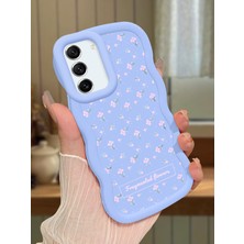 Ucuc Samsung Galaxy S21 Fe Uyumlu Mavi Silikon Kılıf Kamera Korumalı Darbe Emici Tasarım Şık Baskı Kılıf