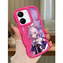HONTINGA Vivo Y27S Uyumlu Kılıfı Düşüme Önleyici Basitlik Anti Düşme Darbeye Dayanıklı Basit Kırmızı Yumuşak Silikon Telefon Kılıfı Karikatür Desen K9-0081