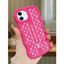 Ucuc iPhone 12/12 Pro Uyumlu Fuşya Silikon Kılıf Kamera Korumalı Darbe Emici Tasarım Şık Baskı Kılıf